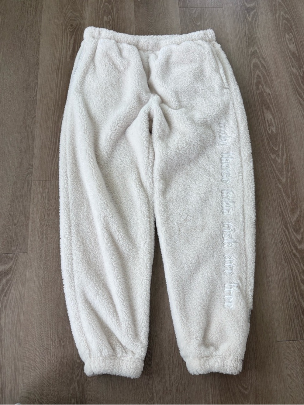 Asrv 0692 Cream Sherpa Fleece Jogger Pants